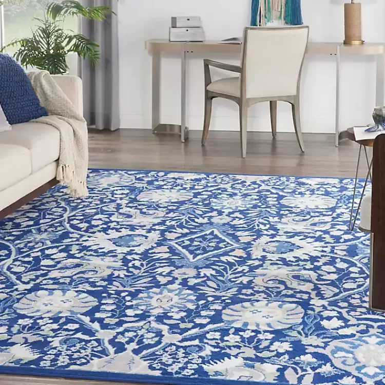 Royal Blue Floral Motif Area Rug, 7x10>Kirklands Home Shop