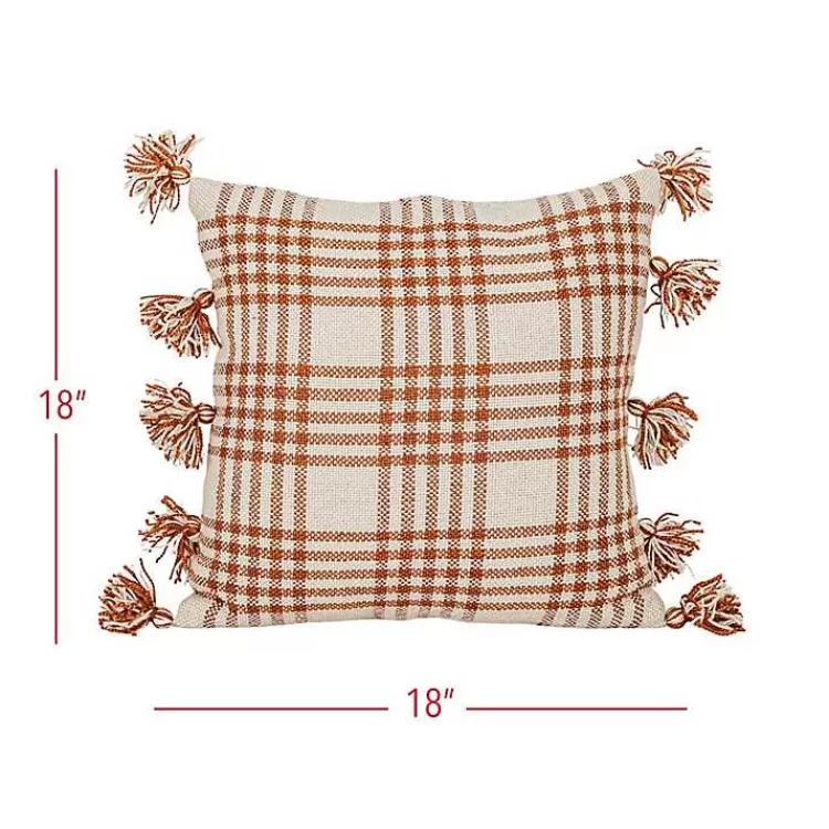 rust_plaid_tassel_indooroutdoor_pillow_5.webp Rust Plaid Tassel Indoor/Outdoor Pillow>Kirklands Home Hot