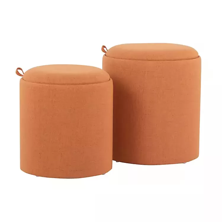 Rust Upholstered Ottomans with Tray Tops, Set of 2>Kirklands Home Cheap