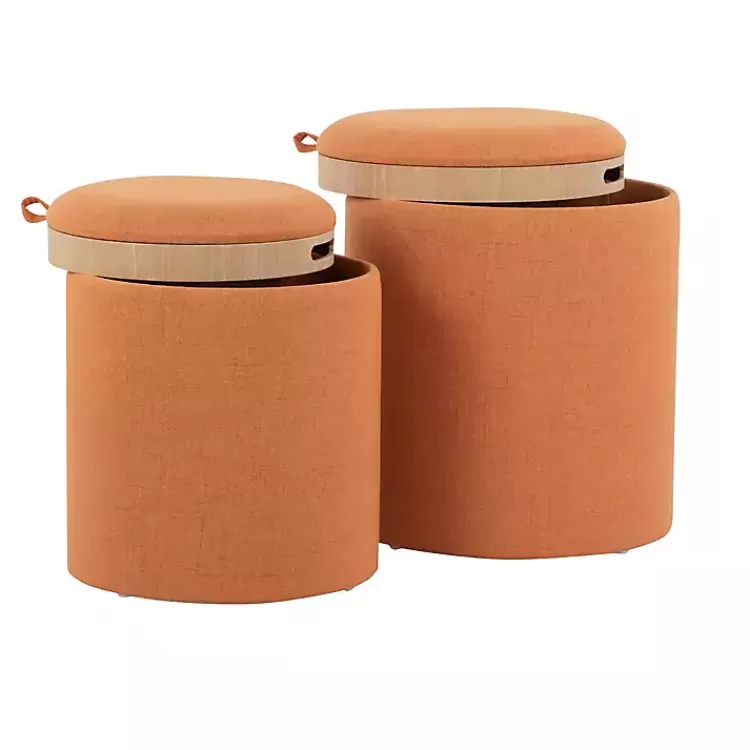 rust_upholstered_ottomans_with_tray_tops_set_of__3.webp Rust Upholstered Ottomans with Tray Tops, Set of 2>Kirklands Home Cheap