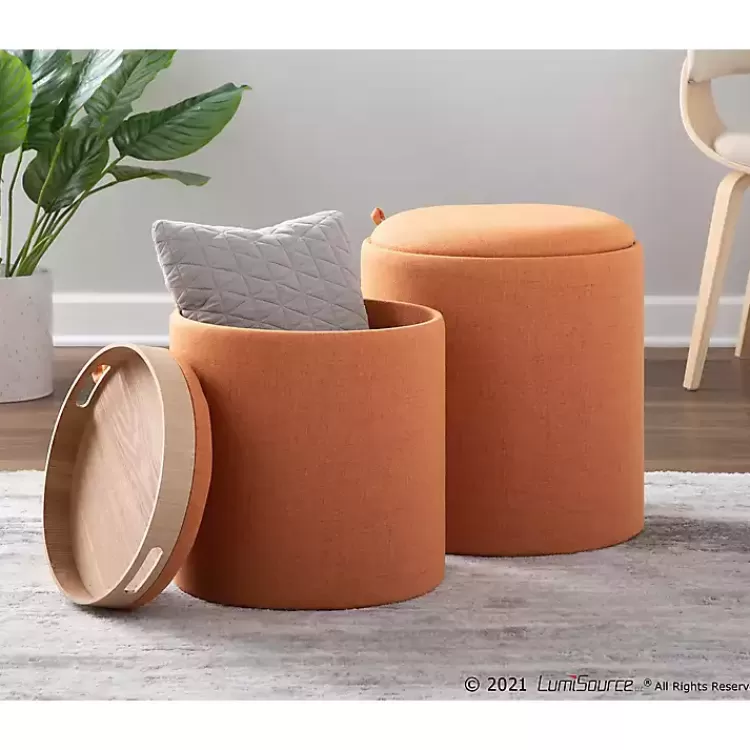 rust_upholstered_ottomans_with_tray_tops_set_of__8.webp Rust Upholstered Ottomans with Tray Tops, Set of 2>Kirklands Home Cheap