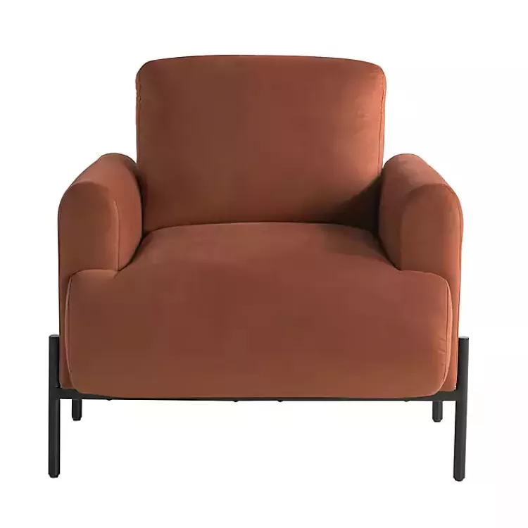 Rust Velvet Upholstered Knox Accent Chair>Kirklands Home Fashion