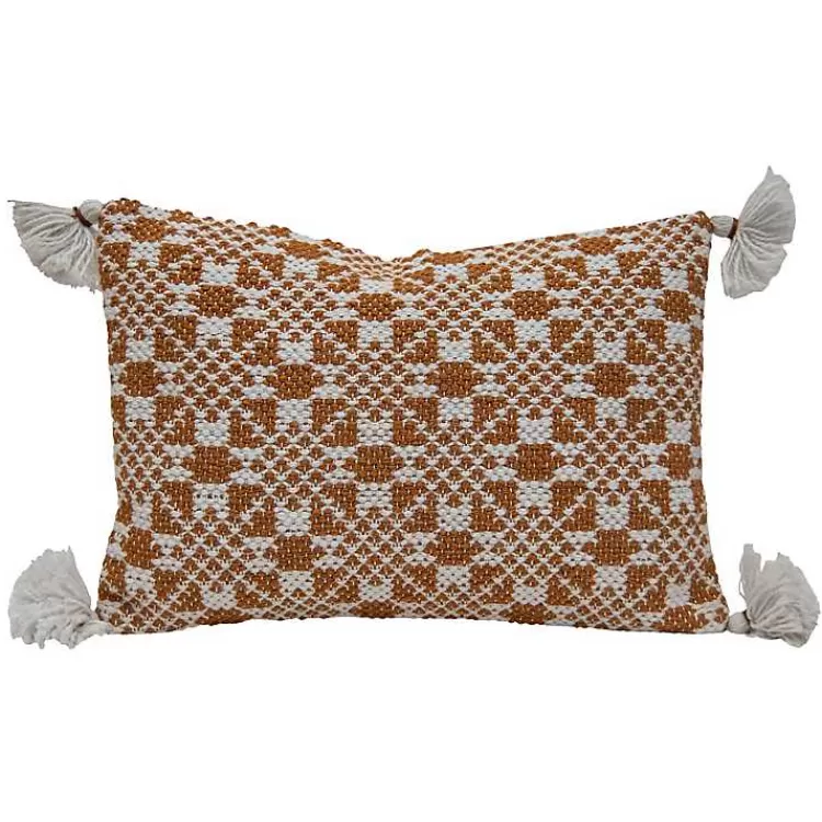 Rustic Cross Stitch Outdoor Lumbar Pillow>Kirklands Home Fashion