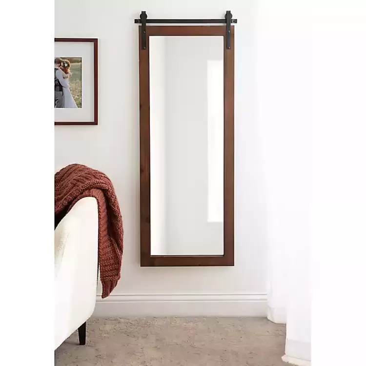 rustic_walnut_barn_door_wall_mirror_5.webp Rustic Walnut Barn Door Wall Mirror>Kirklands Home Best Sale