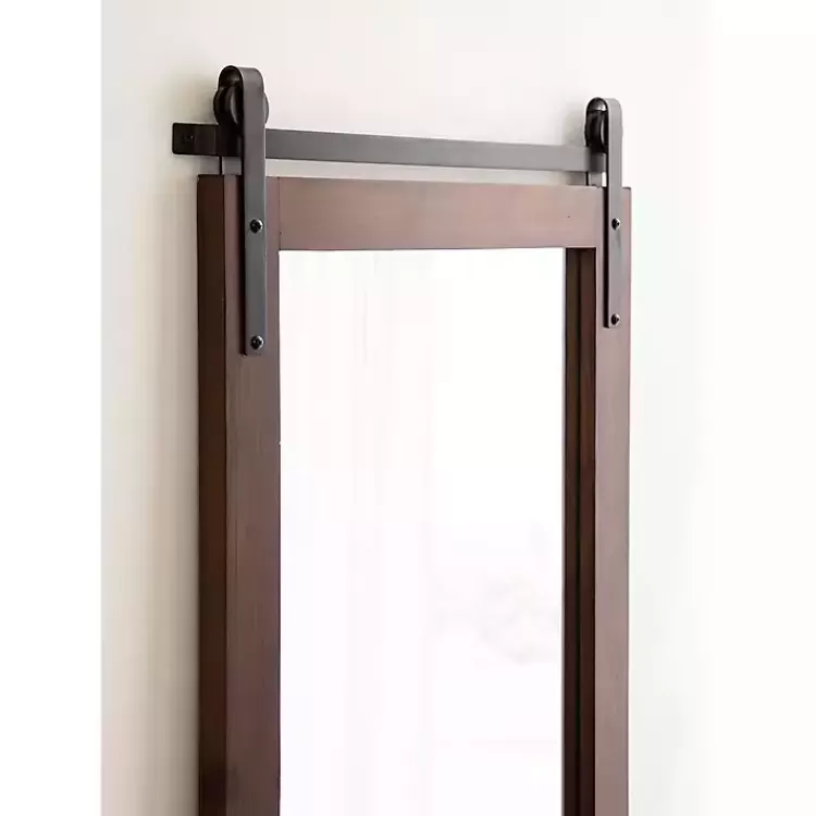 rustic_walnut_barn_door_wall_mirror_7.webp Rustic Walnut Barn Door Wall Mirror>Kirklands Home Best Sale