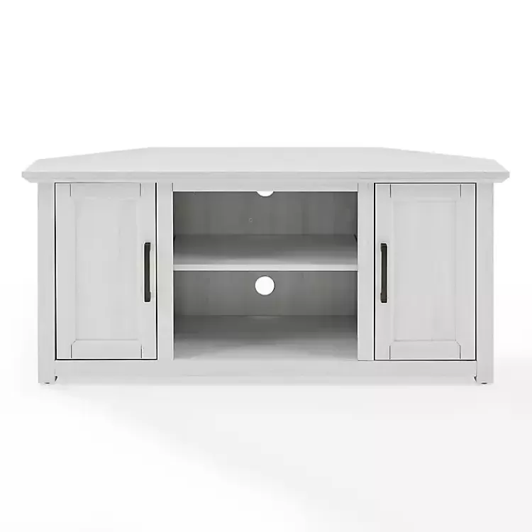 Rustic White Katy-Corner TV Stand>Kirklands Home Fashion