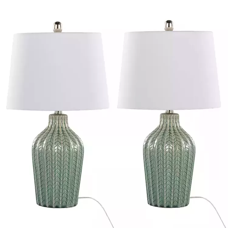 Sage Ceramic Chevron Table Lamps, Set of 2>Kirklands Home Cheap