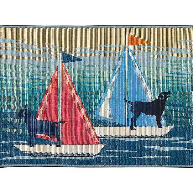Sailboat Dogs Indoor/Outdoor Accent Rug>Kirklands Home Best Sale