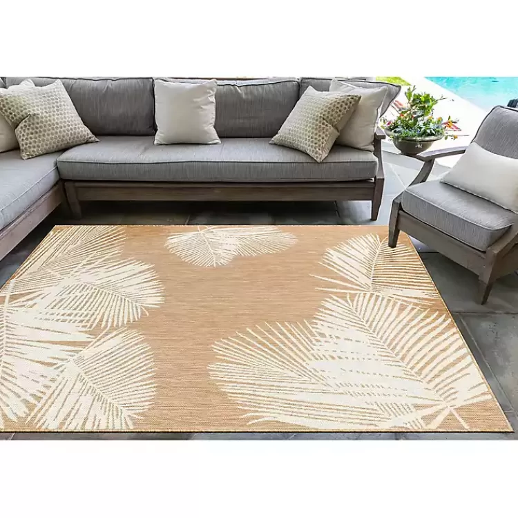 Sand Forest Leaf Indoor/Outdoor Area Rug, 4x7>Kirklands Home Sale