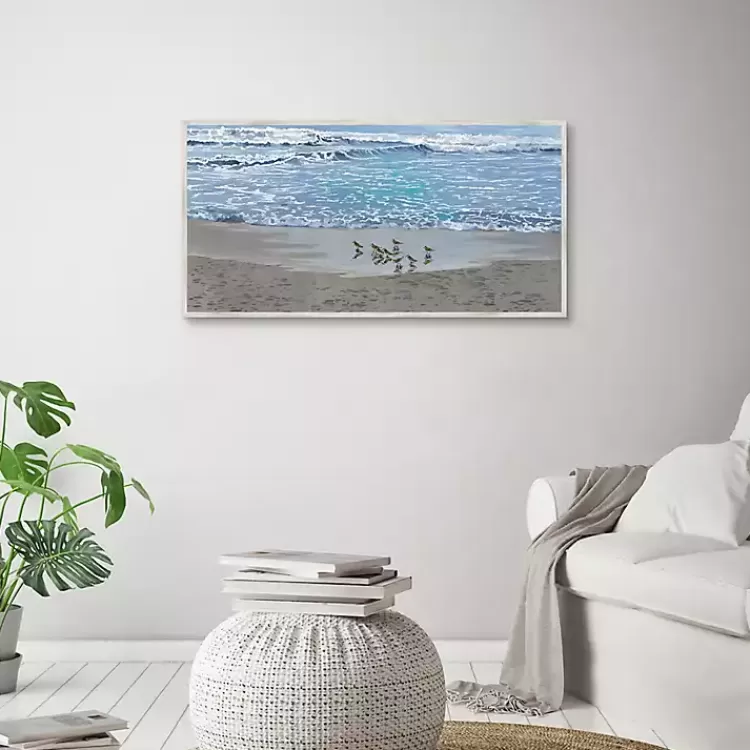 sandpiper_morning_framed_canvas_art_print_2.webp Sandpiper Morning Framed Canvas Art Print>Kirklands Home Fashion