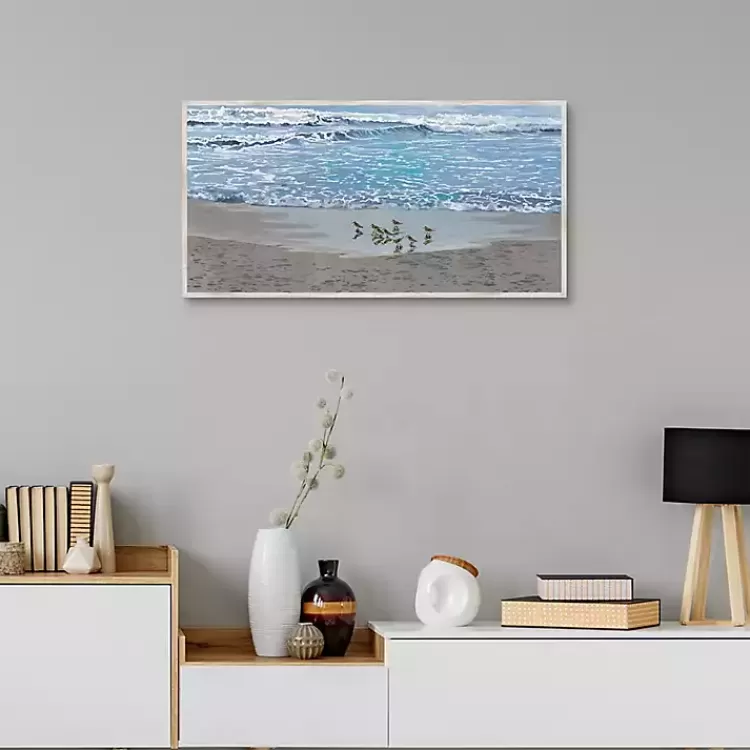 sandpiper_morning_framed_canvas_art_print_3.webp Sandpiper Morning Framed Canvas Art Print>Kirklands Home Fashion