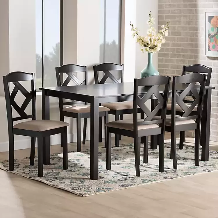 Sandy Beige Diamond Back 7-pc. Dining Set>Kirklands Home Fashion