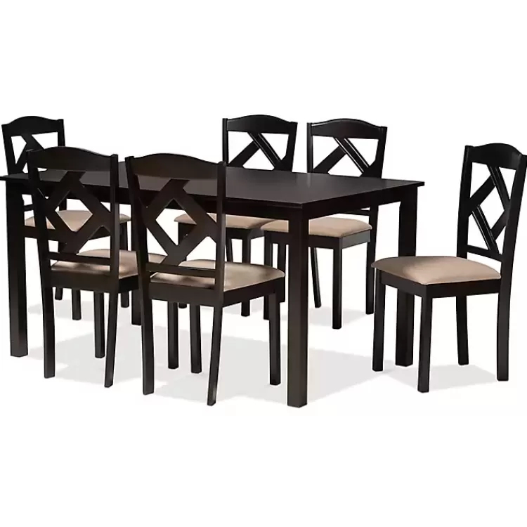 Sandy Beige Diamond Back 7-pc. Dining Set>Kirklands Home Fashion