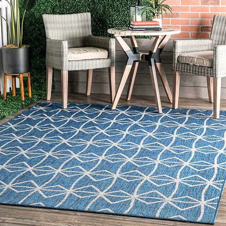 Sanford Blue Geometric Shapes Outdoor Rug, 5x8>Kirklands Home Shop