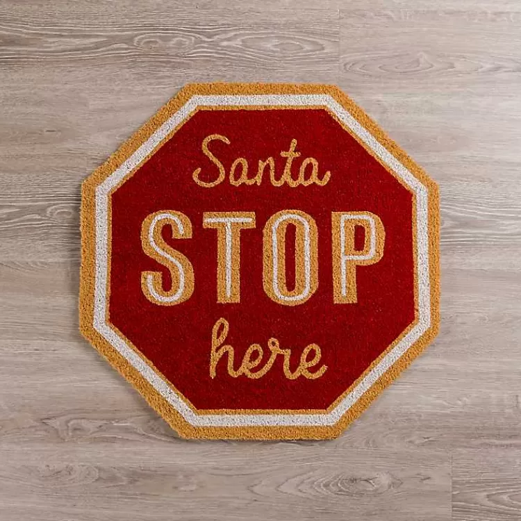 Santa Stop Here Christmas Doormat>Kirklands Home Clearance