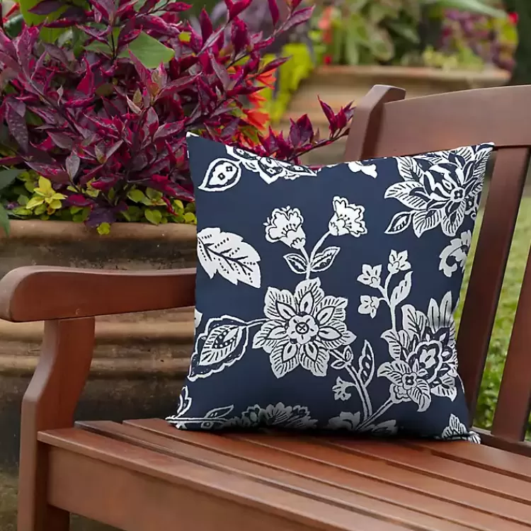 Sapphire Ashland Jacobean Outdoor Pillow>Kirklands Home Cheap