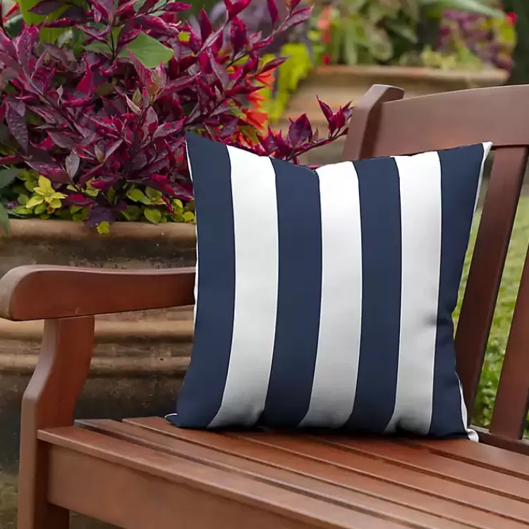 Sapphire Cabana Stripe Outdoor Pillow>Kirklands Home Best Sale