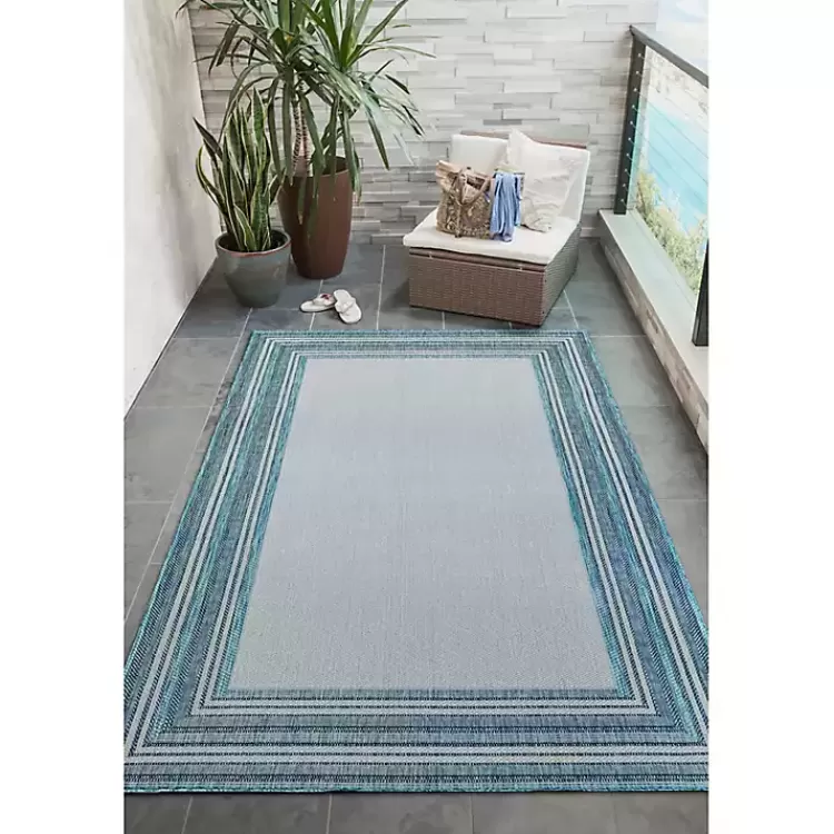 Seaglass Lined Frame Outdoor Area Rug, 6x9>Kirklands Home Sale