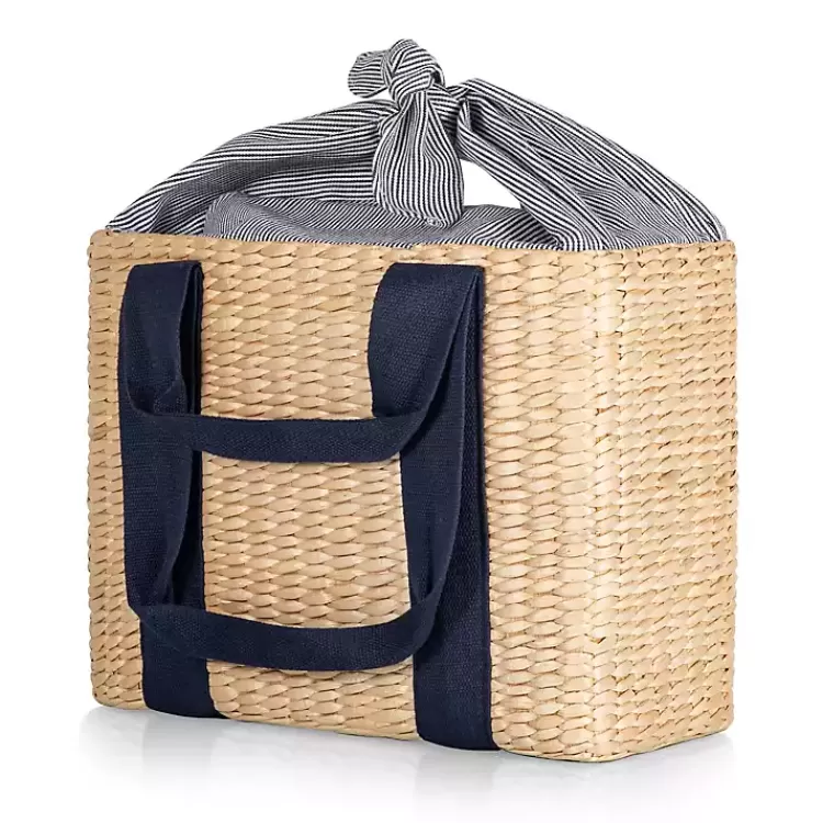 Seagrass Navy Tie Top Picnic Basket>Kirklands Home Fashion