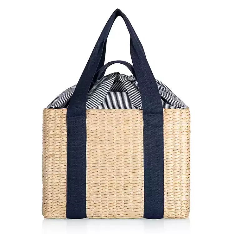 Seagrass Navy Tie Top Picnic Basket>Kirklands Home Fashion