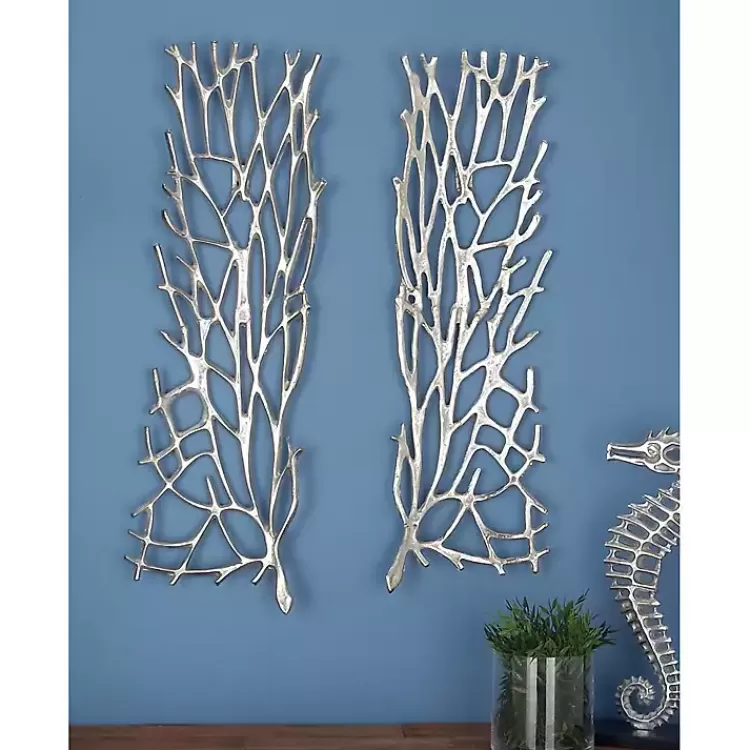 Metal Coral Panel Wall Plaques, Set of 2>Kirklands Home Fashion