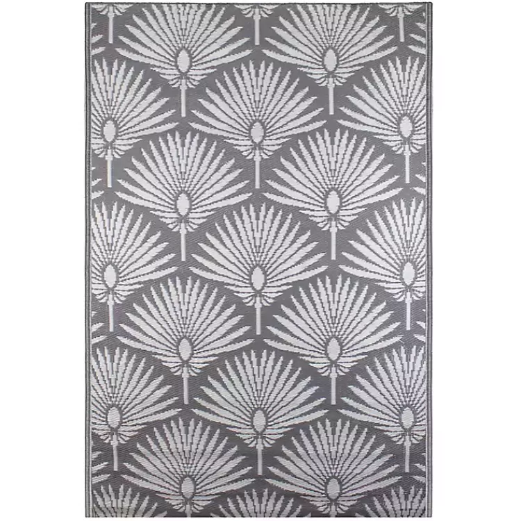 Slate Fan Leaf Outdoor Area Rug, 4x6>Kirklands Home Discount