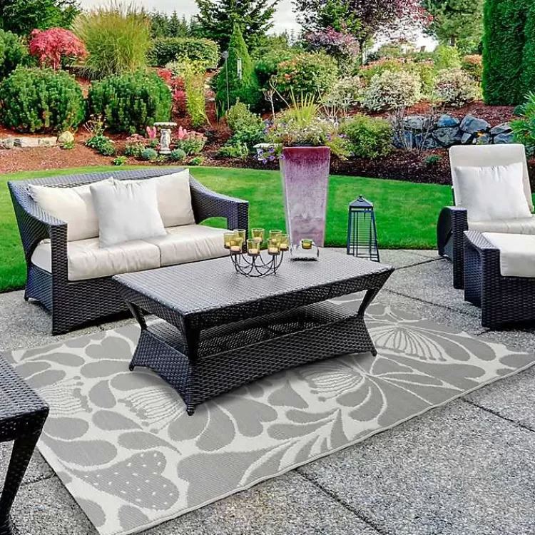 Slate Floral Outdoor Area Rug, 4x6>Kirklands Home Hot