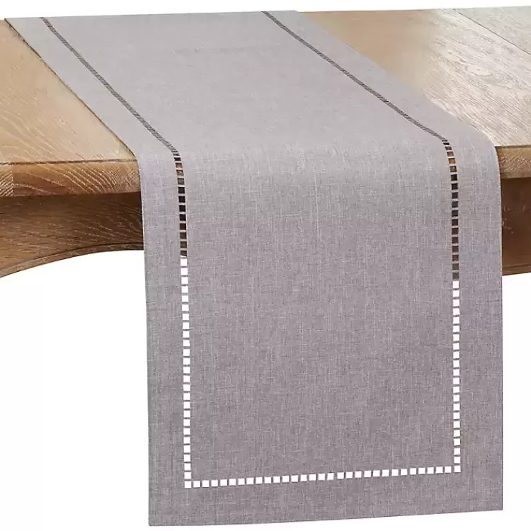 Slate Hemstitch Border Table Runner>Kirklands Home Outlet