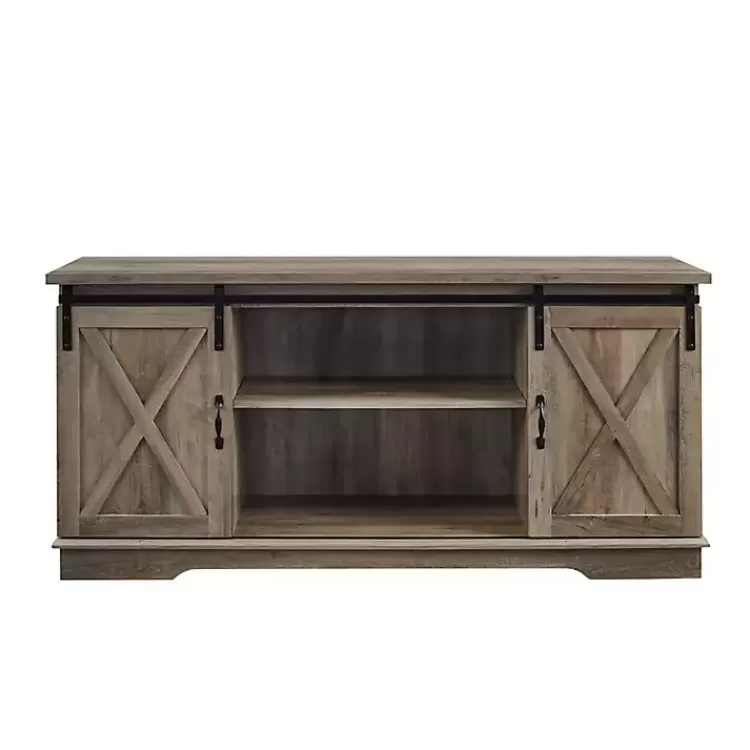 Sliding Barn Door Open Shelf Wash TV Stand>Kirklands Home Discount