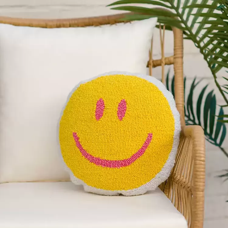 Smiley Face Outdoor Pillow>Kirklands Home Outlet