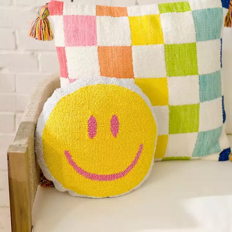 Smiley Face Outdoor Pillow>Kirklands Home Outlet