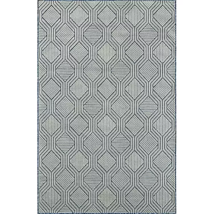 Smoky Blue Geometric Indoor/Outdoor Area Rug, 5x7>Kirklands Home Best Sale
