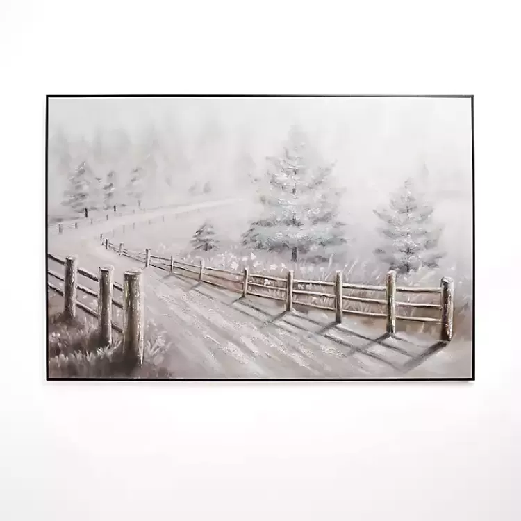 Snowy Country Drive Framed Canvas Art Print>Kirklands Home Best