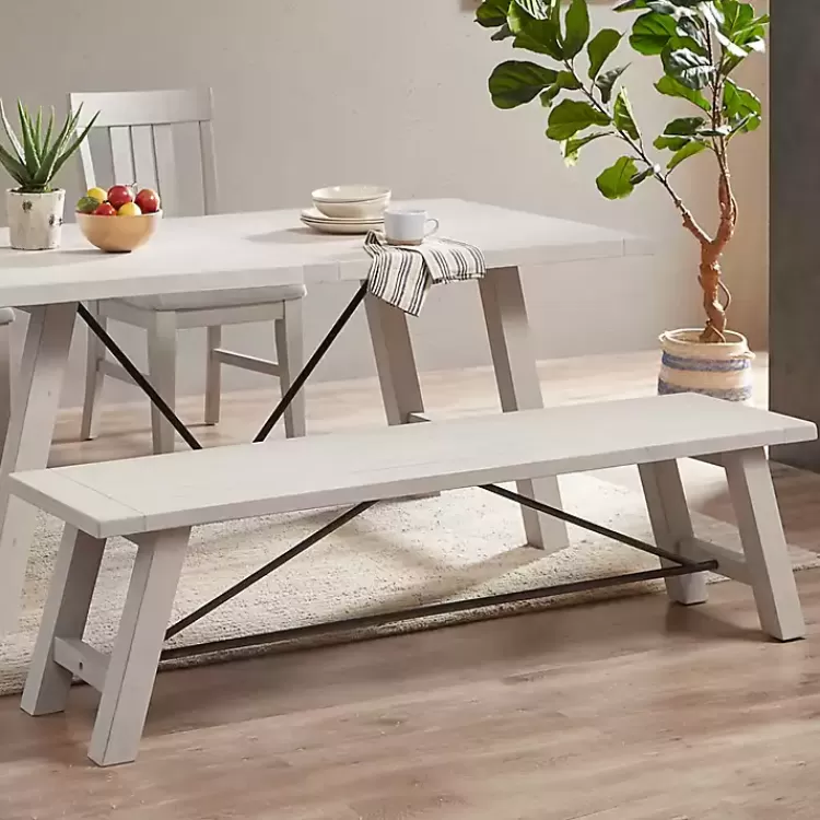 Sofia Wooden Dining Bench with Metal Bars>Kirklands Home Clearance