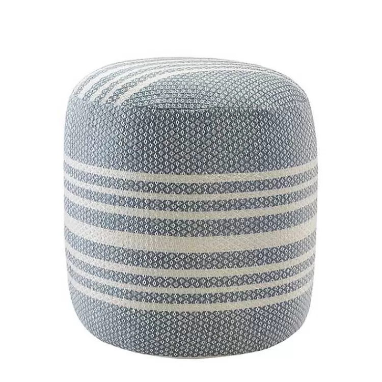 soft_blue_simple_stripe_outdoor_pouf_3.webp Soft Blue Simple Stripe Outdoor Pouf>Kirklands Home New