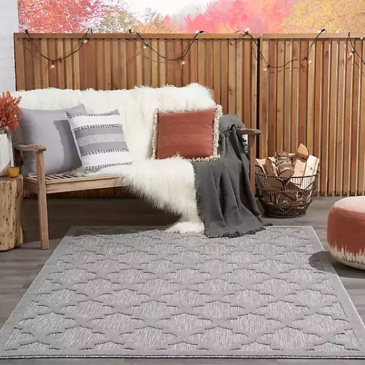 Soft Silver Trellis Outdoor Area Rug, 4x6>Kirklands Home Outlet