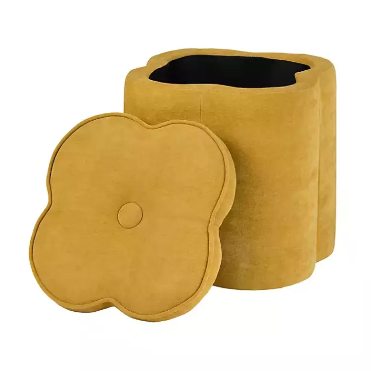 Spice Chenille Flower Storage Ottoman>Kirklands Home Cheap