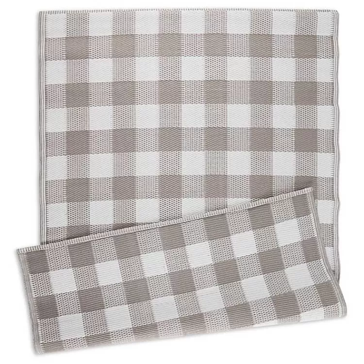 Stone & White Buffalo Check Outdoor Area Rug, 4x6>Kirklands Home New