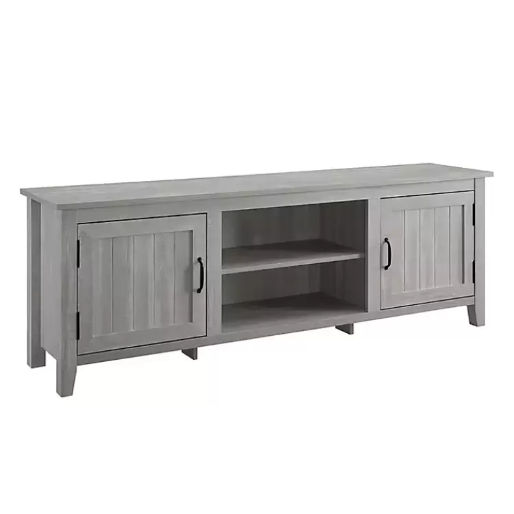 Stone Grooved Door Modern Farmhouse TV Stand>Kirklands Home Fashion