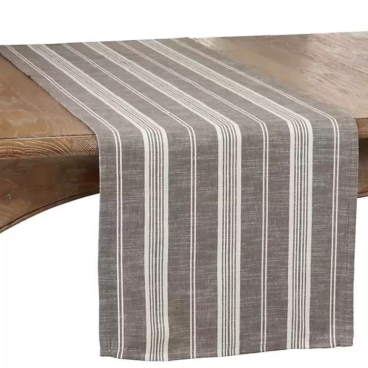 Stone Gray Thin Striped Table Runner>Kirklands Home Clearance
