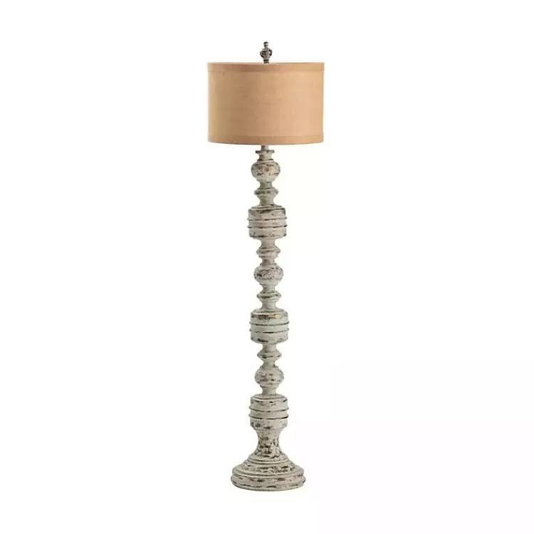 Stonewashed Gray Carved Base Floor Lamp>Kirklands Home Sale