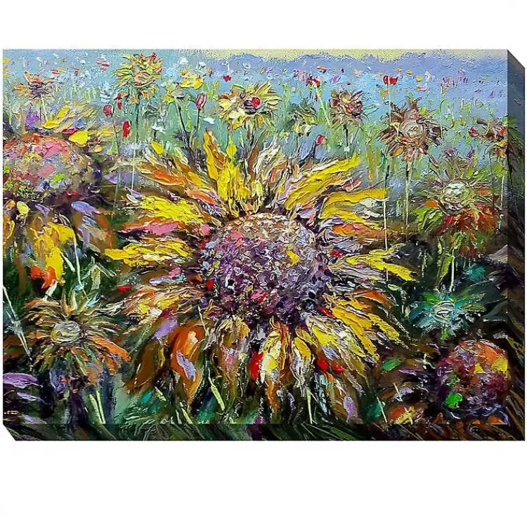 Sunflower Fields Outdoor Canvas Art Print>Kirklands Home Cheap