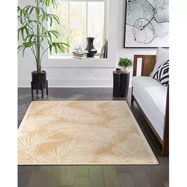 Sunlight Palm Leaves Outdoor Area Rug, 6x9>Kirklands Home Clearance