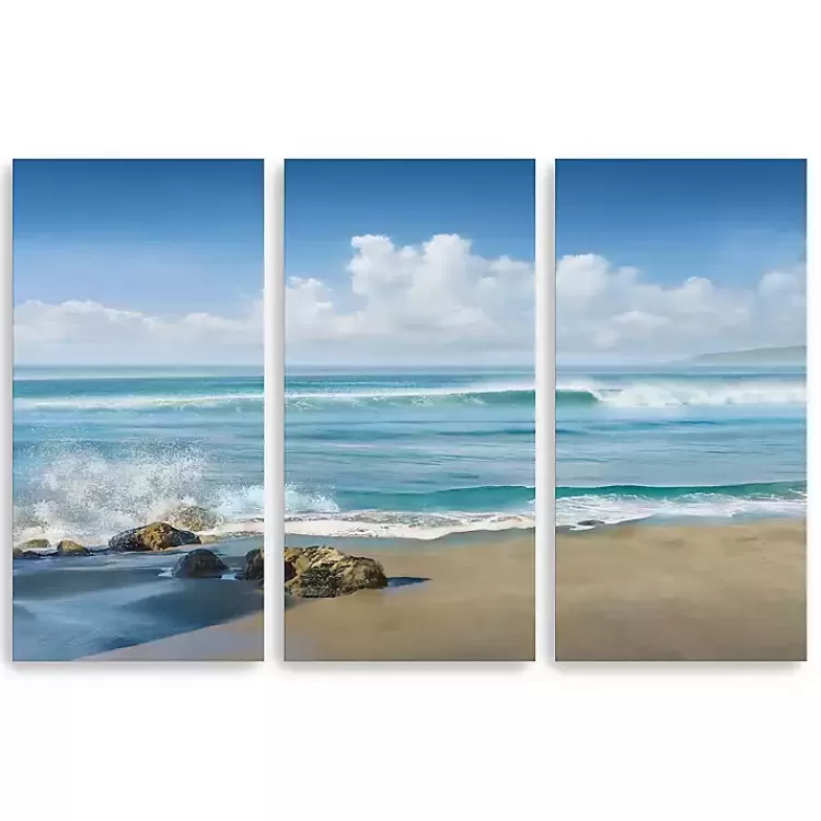 Sweeping Blue Canvas Art Prints, Set of 3>Kirklands Home Clearance