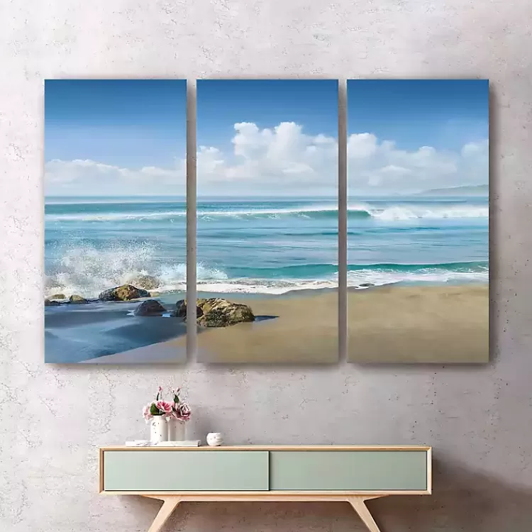 Sweeping Blue Canvas Art Prints, Set of 3>Kirklands Home Clearance