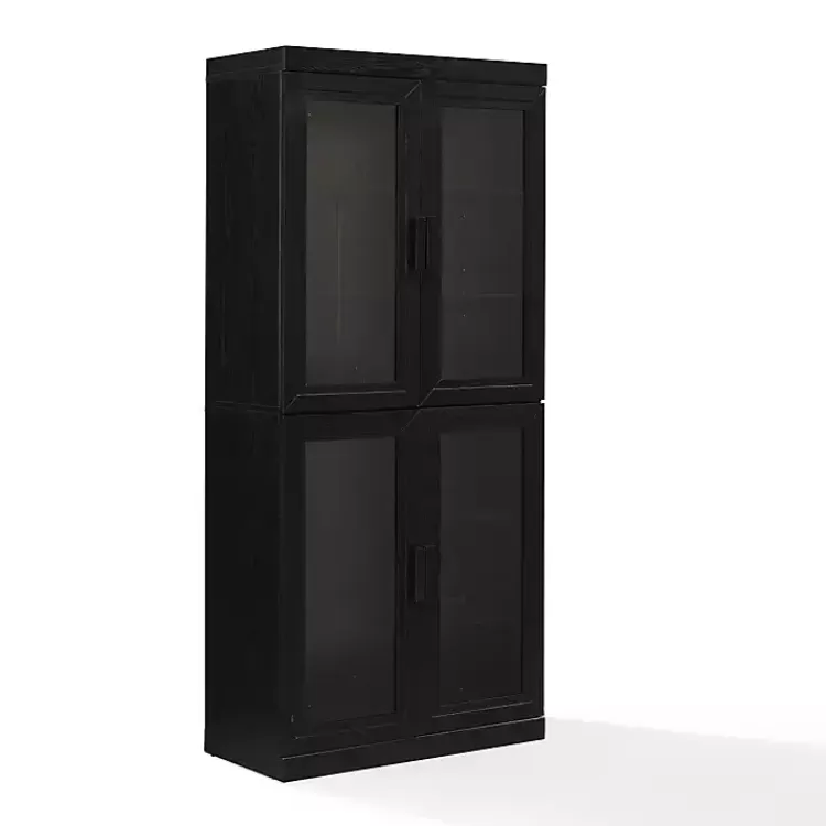 Tall Black Wood and Glass Door Storage Cabinet>Kirklands Home Outlet