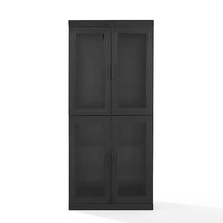 Tall Black Wood and Glass Door Storage Cabinet>Kirklands Home Outlet