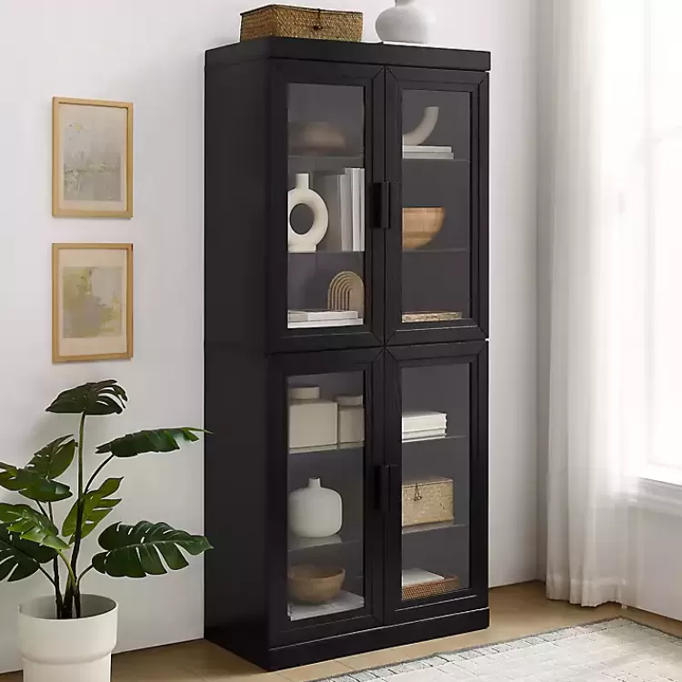 tall_black_wood_and_glass_door_storage_cabinet_4.webp Tall Black Wood and Glass Door Storage Cabinet>Kirklands Home Outlet