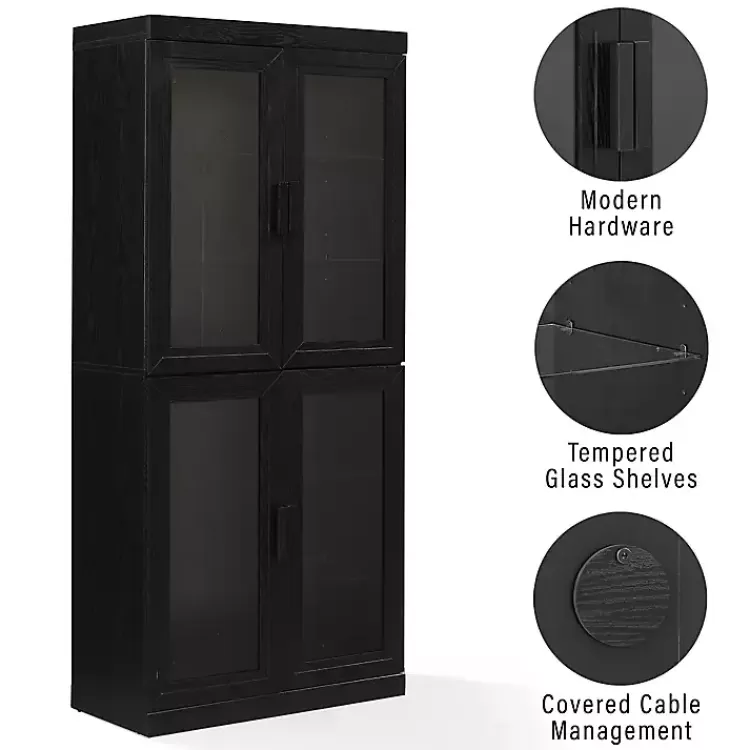 tall_black_wood_and_glass_door_storage_cabinet_5.webp Tall Black Wood and Glass Door Storage Cabinet>Kirklands Home Outlet