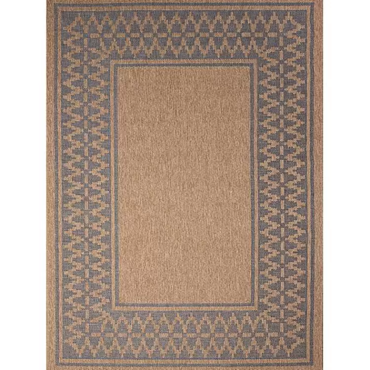 Tan & Navy Zig Zag Indoor/Outdoor Area Rug, 5x7>Kirklands Home Store